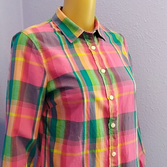NWOT Plaid Rainbow J.Crew Perfect Button Down S - Picture 1 of 4